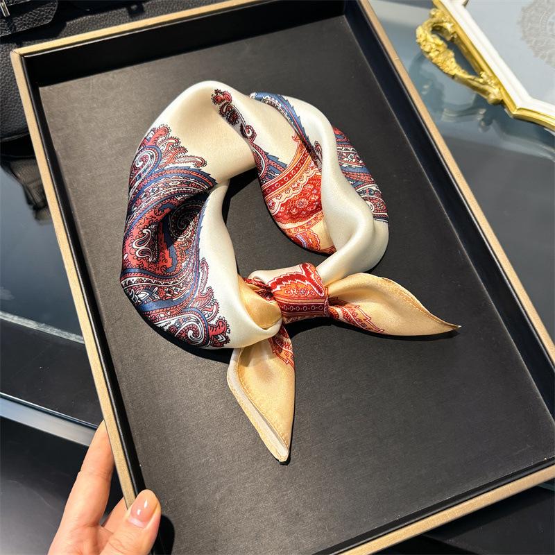 Totem 100% Mulberry Silk Scarf Winter Women s Paisley Shawl Versatile Silk Small Square 53*53cm красный