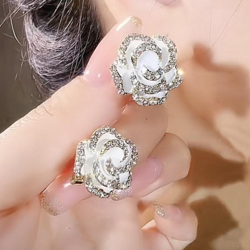 Elegant 2023 Camellia Stud Earrings - S925 Silver Floral Jewelry for Women