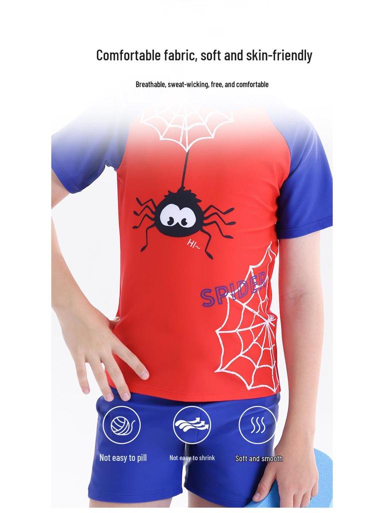 2025 Boys' Swim Training Suit: Quick-Dry, Sun-Protective, Split Design for Kids