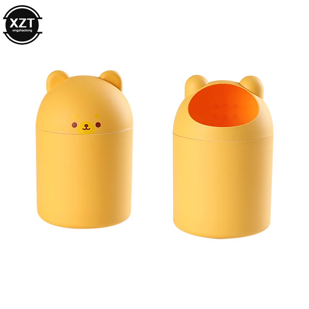 

NEW Cute Bear Waste Bin Rolling Cover Desktop Garbage Paper Basket Table Trash Container Case Home Office Bathroom Car Trash Can золотий