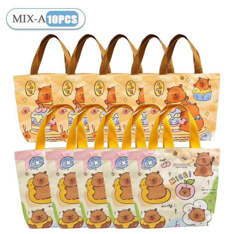 1-20PCS Cartoon Canvas Bag Novelty Tote Bag Kapibara Inner Daily Large Capacity Shoulder Bag Cartoon Capybara Kawaii Hand Bags