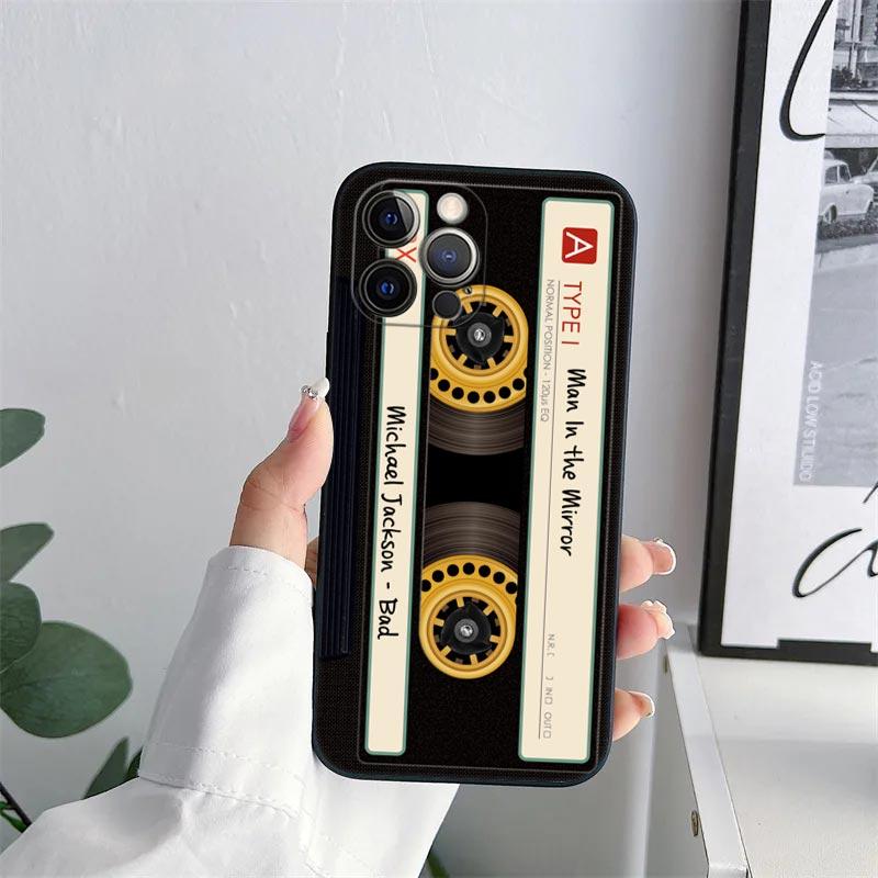 Vintage Music Tapes Cassette Phone Case for iPhone 11 15 Pro Max Case Coque 14 Plus 13 Pro 12 X XS XR 7 8 SE 2020 TPU Soft Cover