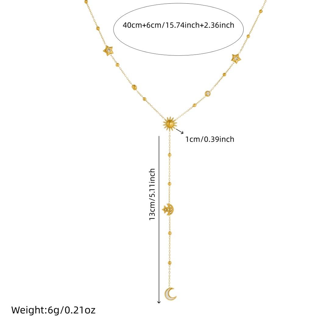 

316L Stainless Steel Zircon Sun Moon Star Long Necklace For Women Fashion New Neck Chain Jewelry Party Gift Bijoux