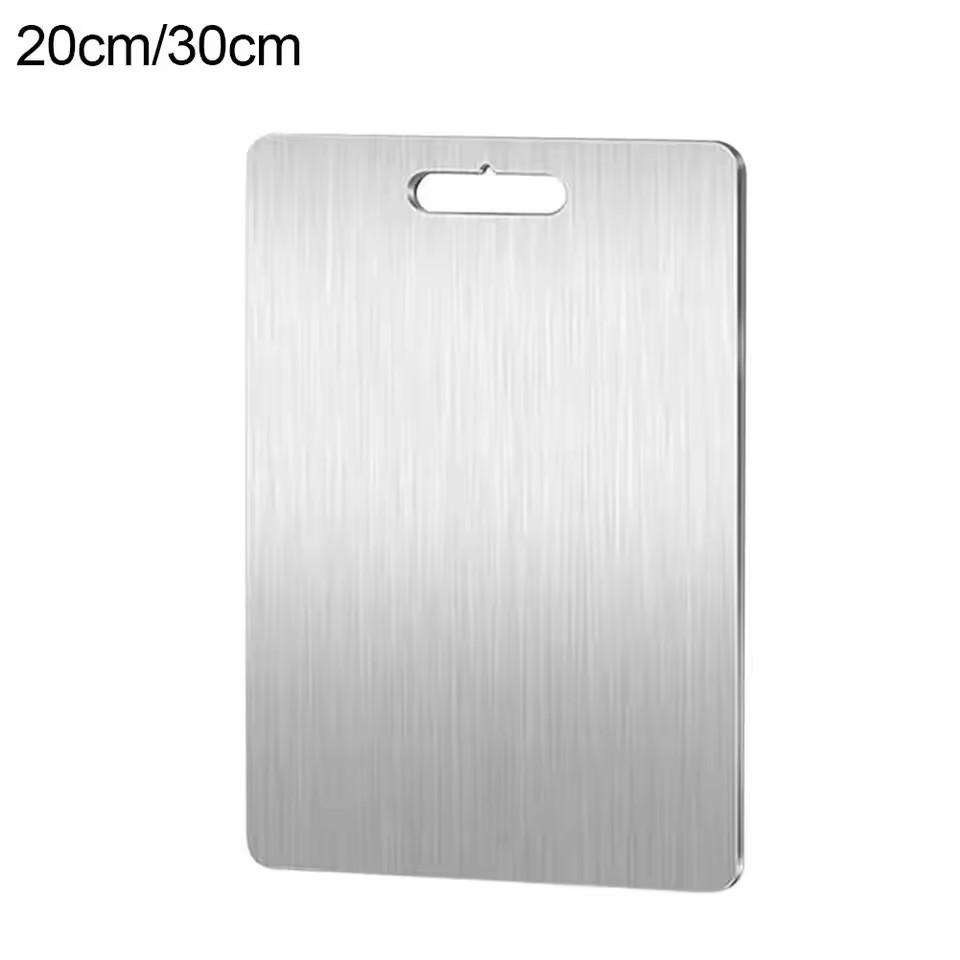 1pcs Titanium Cutting Boards Kitchen Stainless Board 304Steel Thickened Double Sided Food Grade Portable Fruit Meat Chopping New