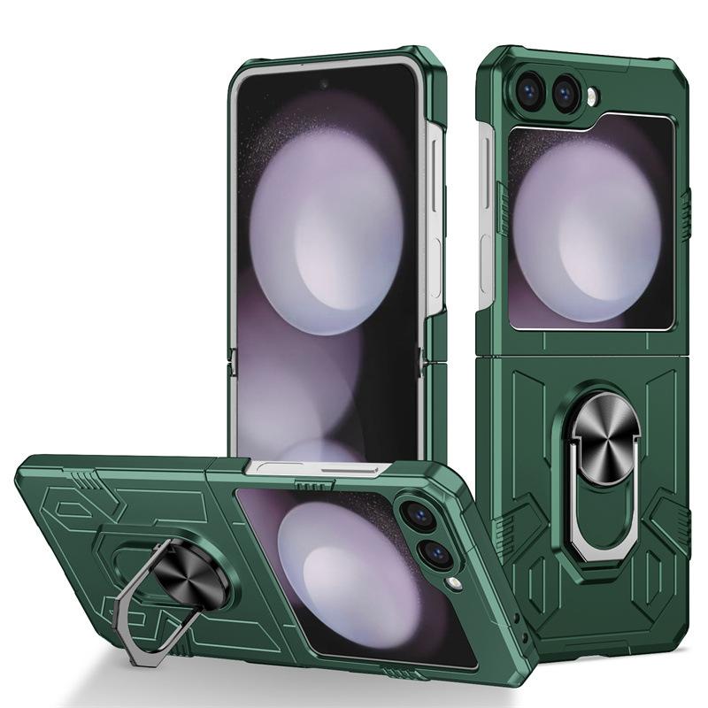 For Samsung Z FliP7 Folding Phone Case Mecha Ring Holder Galaxy Z FliP6 Case