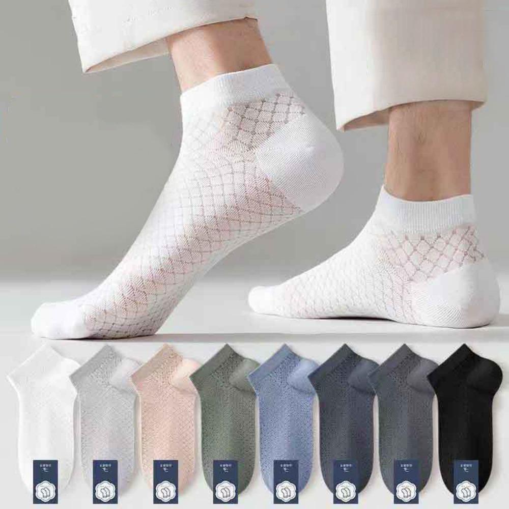5 Pairs Summer Breathable Men's Mesh Socks Sweat-absorbing Thin Cotton Male Short Socks Low Tube Sports Ankle