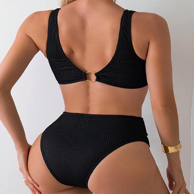 2025 Europäischer & Amerikanischer High Waist Bandeau Bikini Badeanzug für Damen