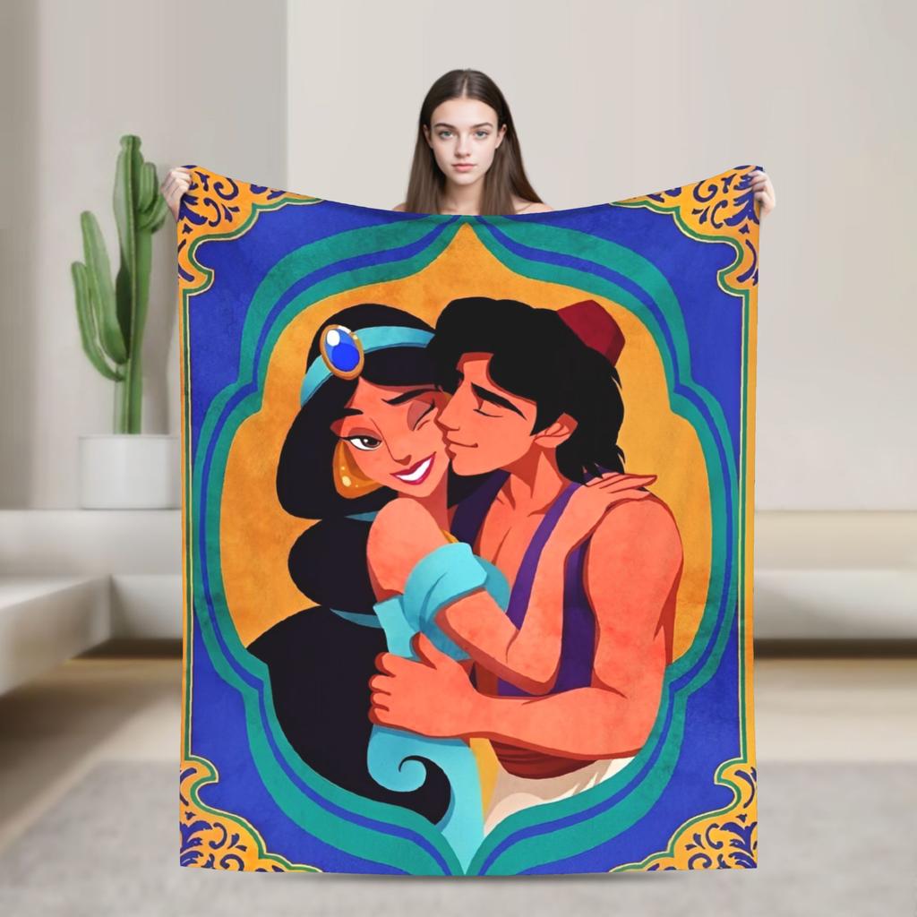 Aladdin Jasmine Cartoon Blanket Warm Fluffy Plush Throw Blanket For Couch Bed Decorative Flannel Bedspread Bed Cover