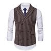 2026 Men's Slim Fit Striped Double-Breasted Retro Suit Vest - European Size