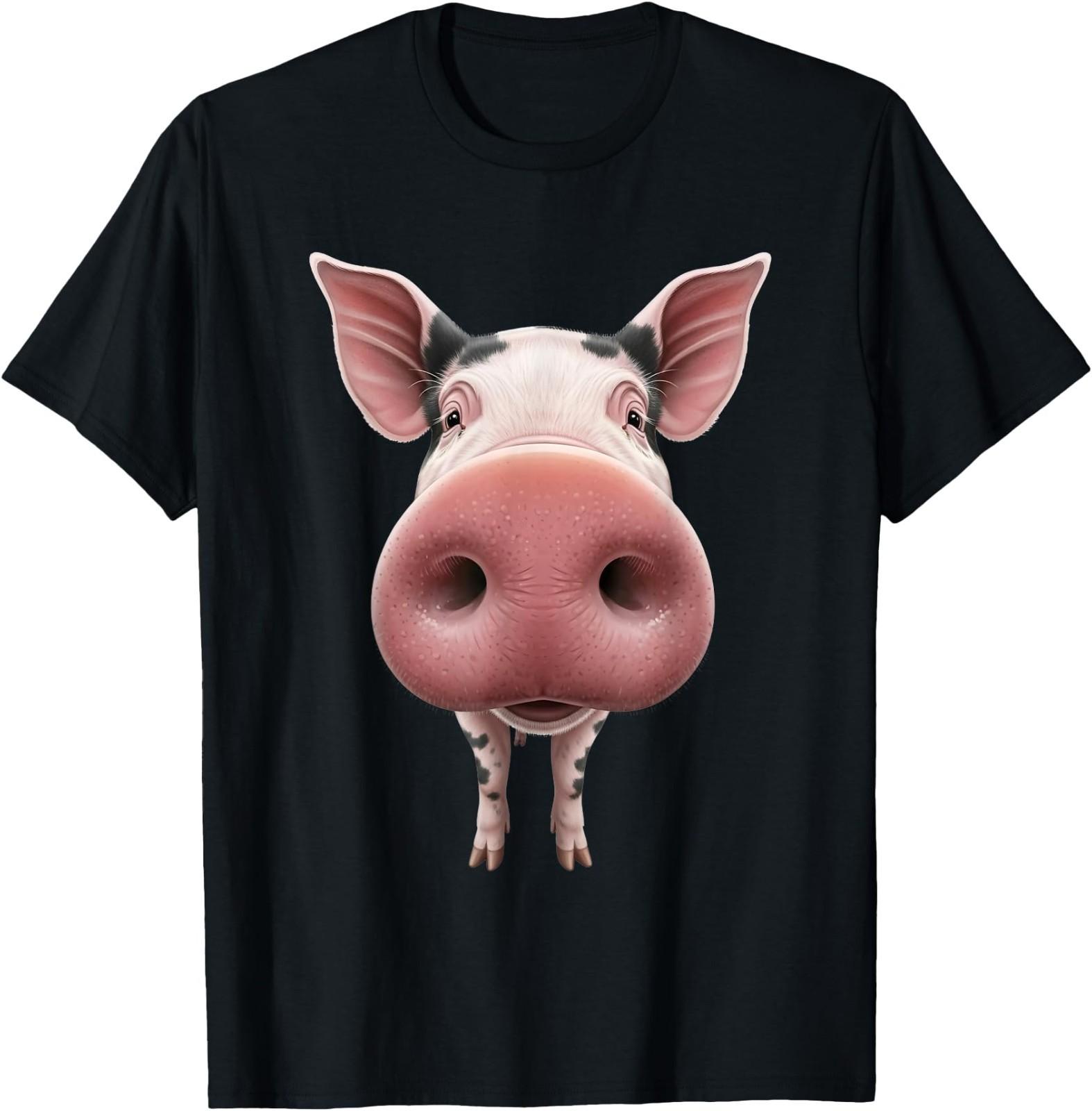 Pig Face Cartoon Animal Lover Funny Farm Humor T-Shirt L
