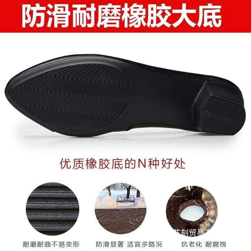 Spring and autumn middle-aged women's shoes mother shoes soft sole middle heel single shoes middle-aged and elderly leather shoes women's work 