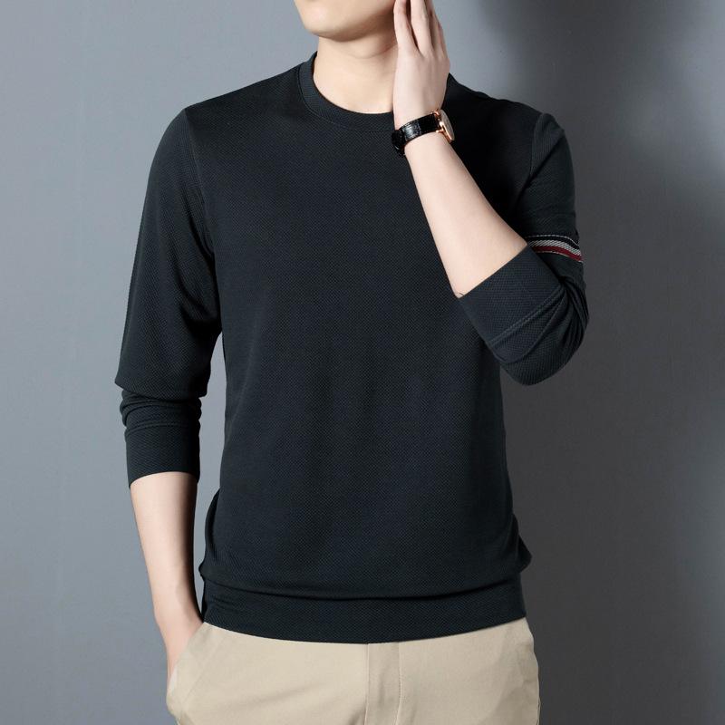Men's Autumn Round Neck Long Sleeve T-shirt Men's Fashion Korean Style Young and Middle-aged Casual Simple Men