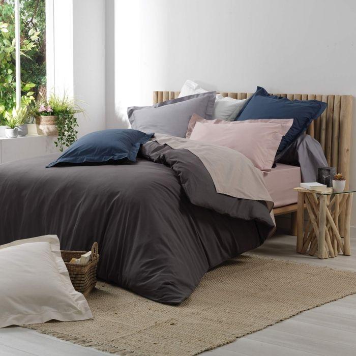Taie d'oreiller 63 x 63 cm en percale uni 78 fils Bleu