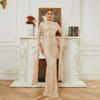 Elegant Sequined Long-Sleeve Evening Gown for Women