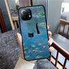 Cartoon Animal Black Cat Oil Painting Phone Case For Xiaomi Mi 5X 8 9 10 11 12 Lite Pro 10T PocoX3pro PocoM3 Note 10 Pro Lite