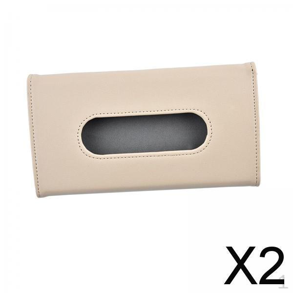 

2xCar Visor Tissue Dispenser Box 9x5inch Durable Backseat Napkin Holder Beige