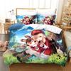 Anime Genshin Impact Paimon Bedding Set Duvet Cover Sheet Printed Bed Set Pillowcase Bed Full Queen King Size Comforter Bedroom