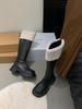 Boots for Women~ Autumn and Winter New Round Head Plush Thick-soled White Boots Medium Long Knight Boots for Women