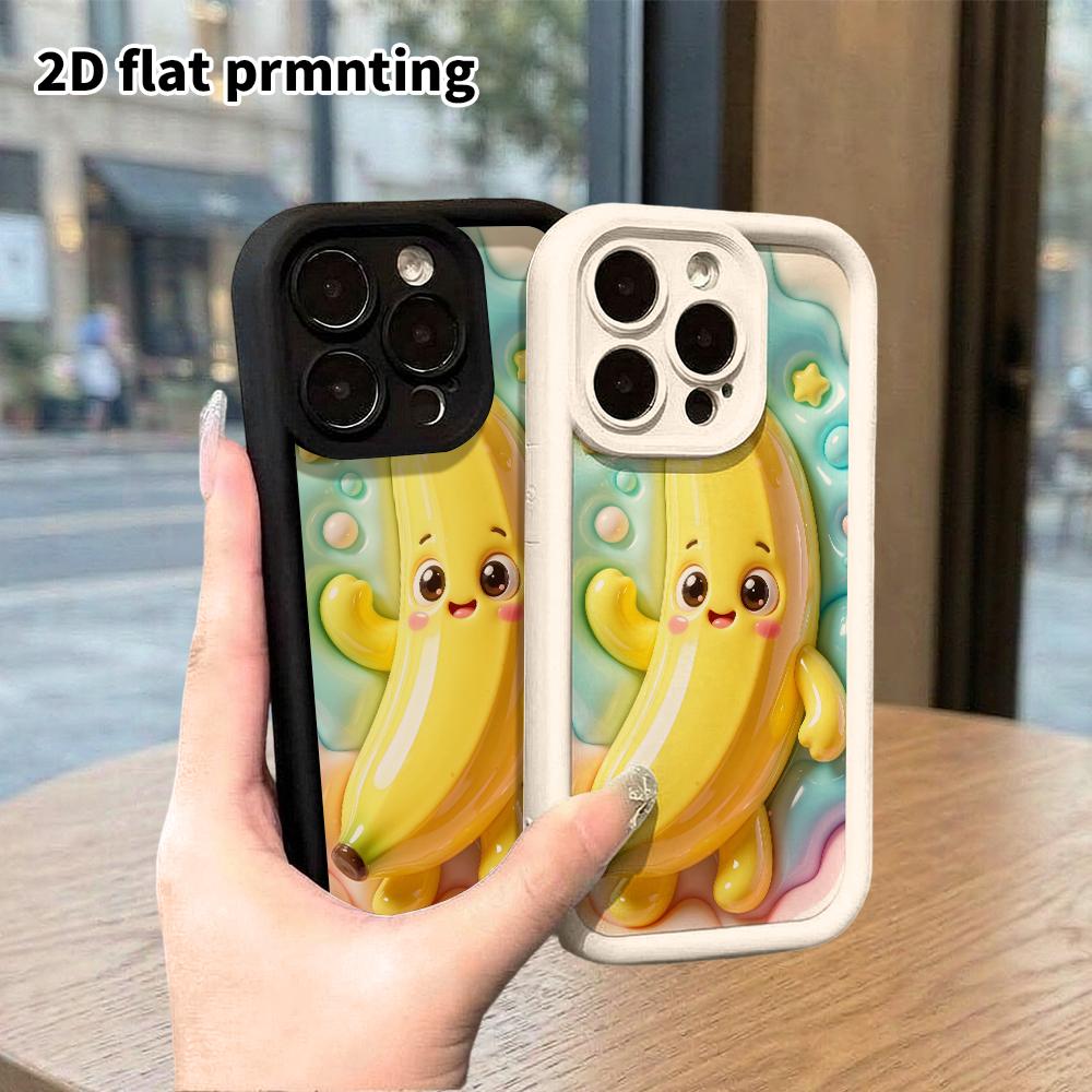 Phone case: 2D flat design, fits iPhone 18 17 16 15 14 13 Pro protective case, cartoon banana, perfect Christmas and Halloween holiday gift