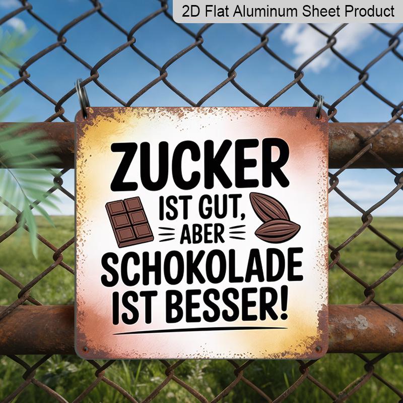2D Flat - 1pc, Vintage Metal Sign, Outdoor Plaque & Wall Decoration, Chocolate Is Better Sign, German Humorous Kitchen Decor, Chocolate Bar Design