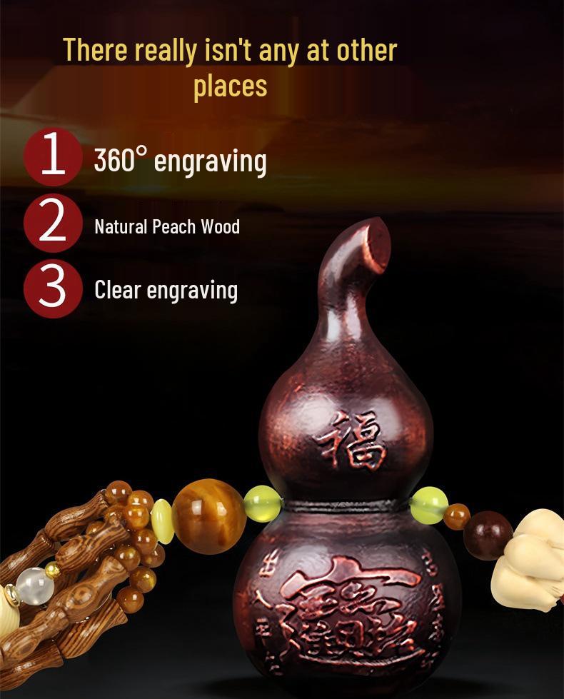 Peach Wood Gourd Car Pendant - Rearview Mirror Hanging Ornament for Safe Travel.