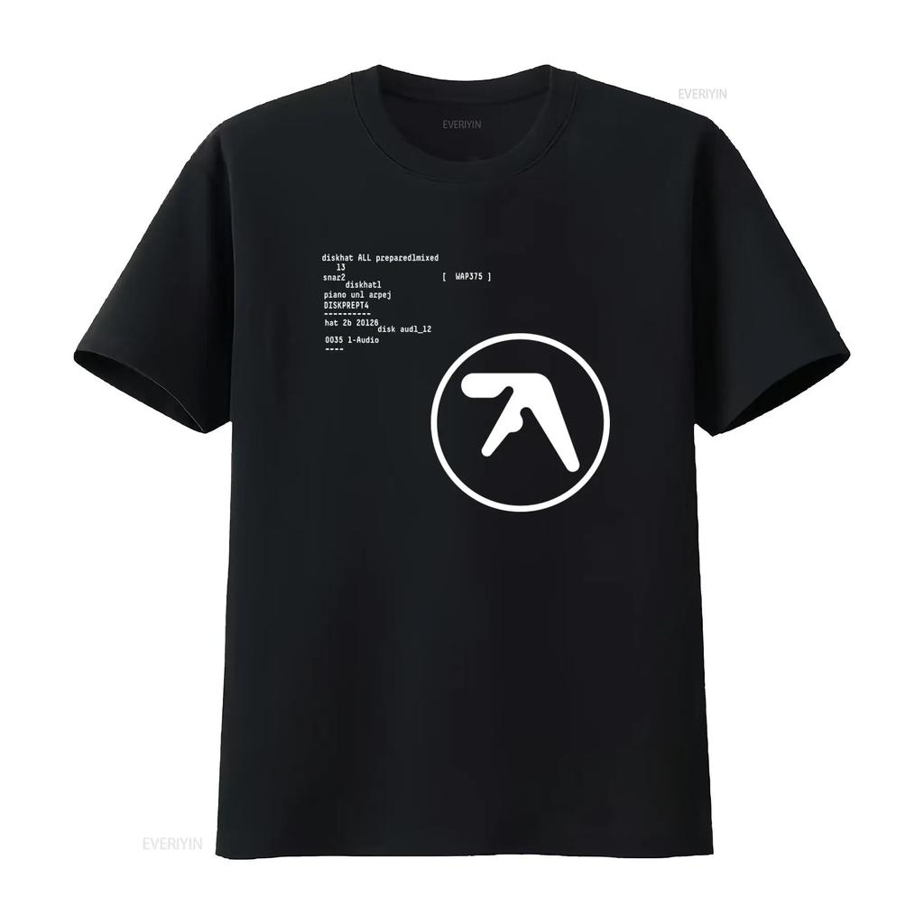 Aphex Twin T Shirt R2NY Design Black White Print Vintage Washed Top For Everyday Wear Stretched Comfortable Breathable