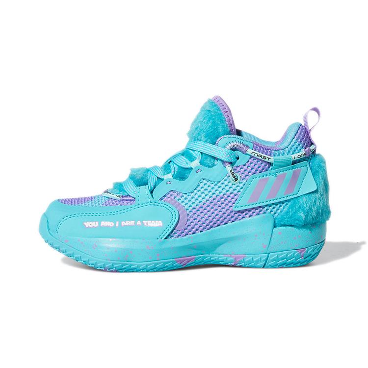 

Monsters Inc. x Adidas Dame 7 Extply Fabric Mid top Basketball Shoes Sky Blue Children Aged 3 7 Years Old S28977 28.5