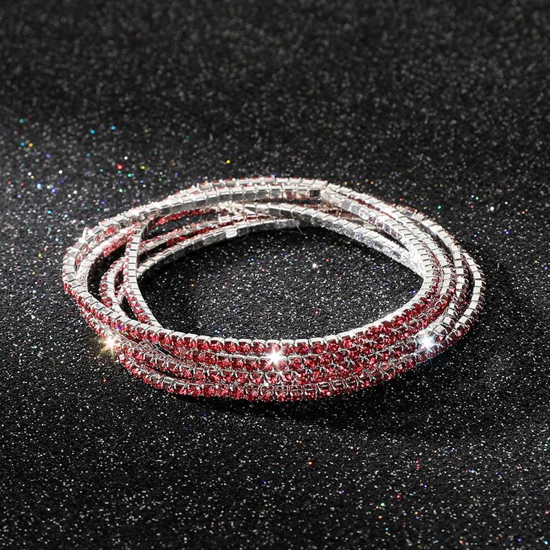 Diamond Elastic Bracelet 2mm Single Row Color Rhinestone Bracelet Women's Bracelet Women's Grab Chain Full Diamond Jewelry