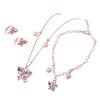 European and American pink purple simple generous butterfly necklace ear clip bracelet 3 pieces girl children's Zircon