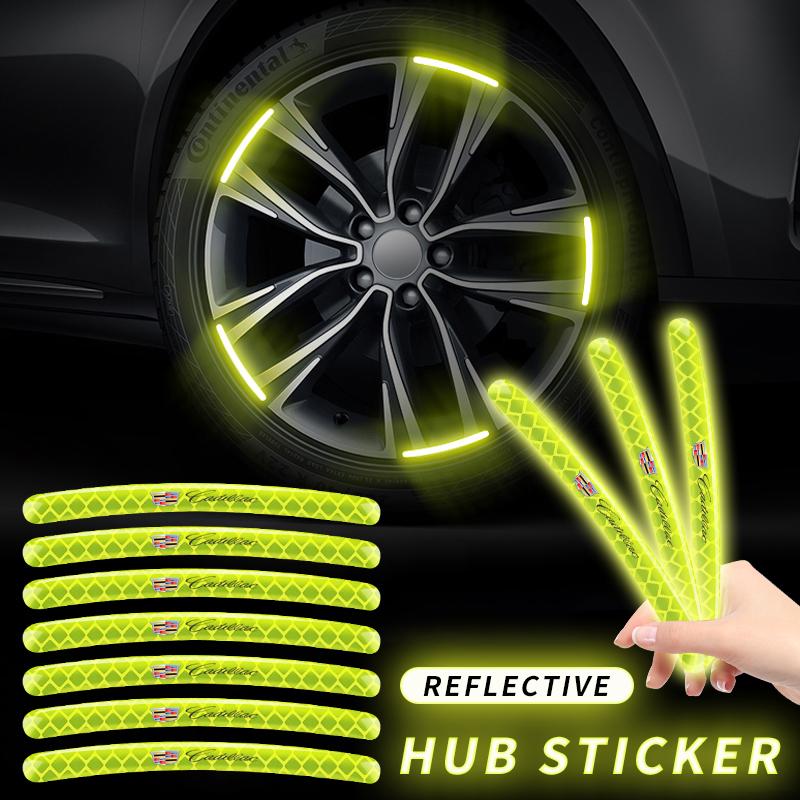 5/10/15/20pcs Car Wheel Hub Reflective Sticker Car Stickers For Cadillac XT4 XT6 CTS DTS STS XTS ATS BLS SLS CT5 Accessories AIX1