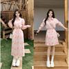 Plus Size Korean Style Pink Long-Sleeve Shirt & Skirt Set for Women - Spring/Summer Collection