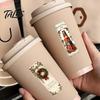 Festive Packaging Seals Christmas Coated Paper Sealing Sticker, Retro Hand-drawn Santa Claus Snowman Elk Holiday Party Table Decor Design, Decorative