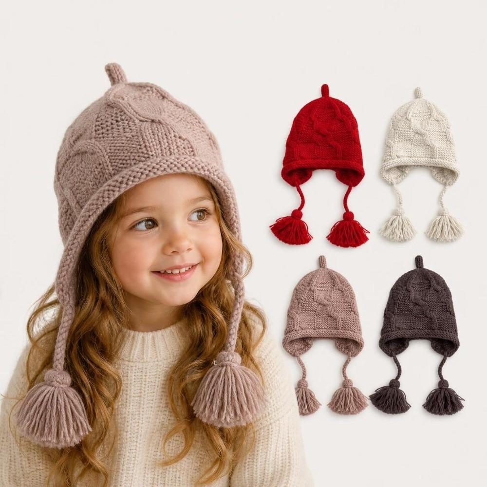 Thick Kids Knit Cap Windproof Pullover Winter Hat Cute Ear Protection Cap Winter