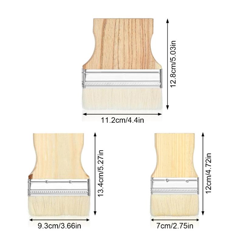 4Pcs Flat Paddle Paint Brush with Wide Coverage 2/3/4/5inch Square Flat Wood Handle Wool Paint Brush Easy to Use