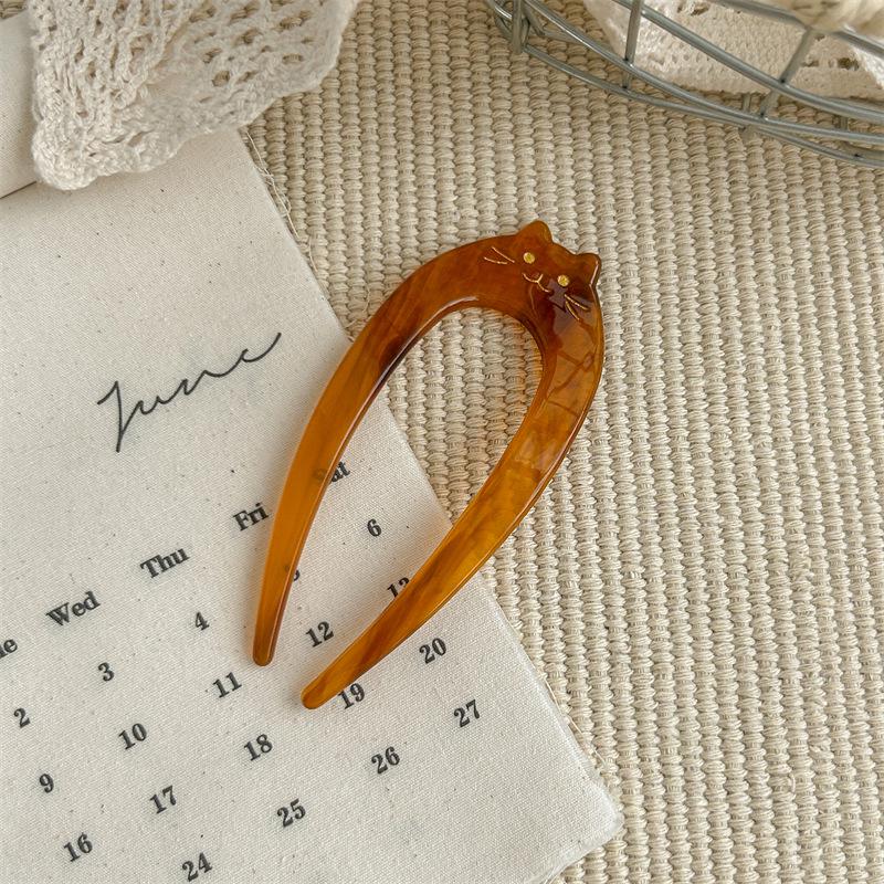 Vintage Französische U-förmige Acetat-Haarnadel für klassische Hochsteckfrisuren