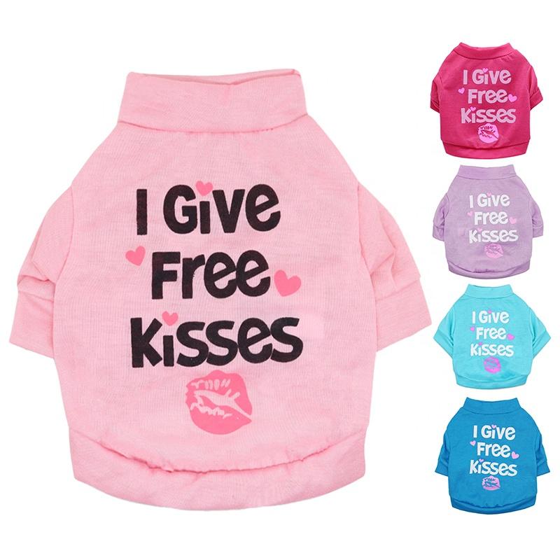 Summer Breathable Cotton Dog T-Shirts Lovely Pink With Funny Words Print Appropriate for Spring Autumn Available in XS XL Sizes