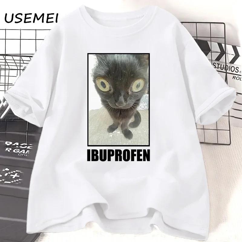 Funny Cat Ibuprofen Graphic T Shirts Unisex Unisex Cotton Tee Clothing Creativity Short Sleeve Fashion Casual Loose Tops Streetwear