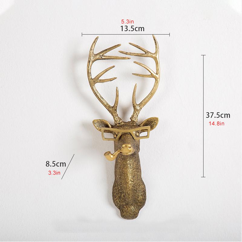 3D Animal Head Wall Mounted Resin Decor Ornament Hanging Sculpture Rabbit Deer Bear