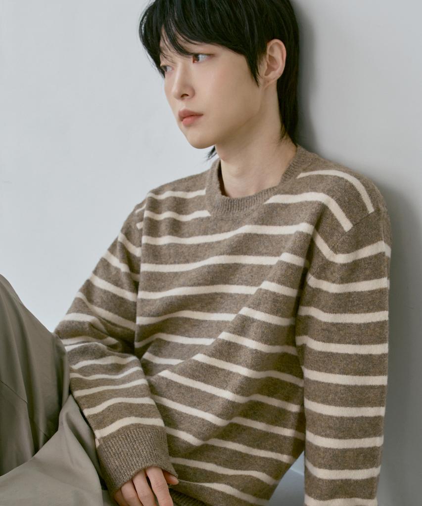 210EDIT Fossil Knit Striped Knit [Mocha]_Zf4Sw083