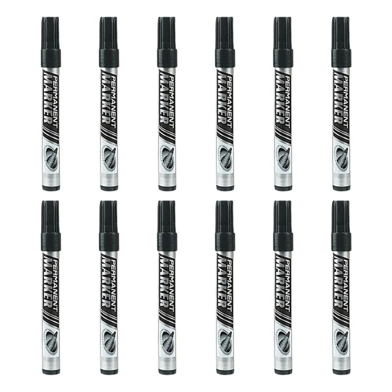12Pcs Heavy Duty Oil Based Markers Water Resistant Permanent Marker 0.7mm Tip For Industrial Packaging Disc Labeling