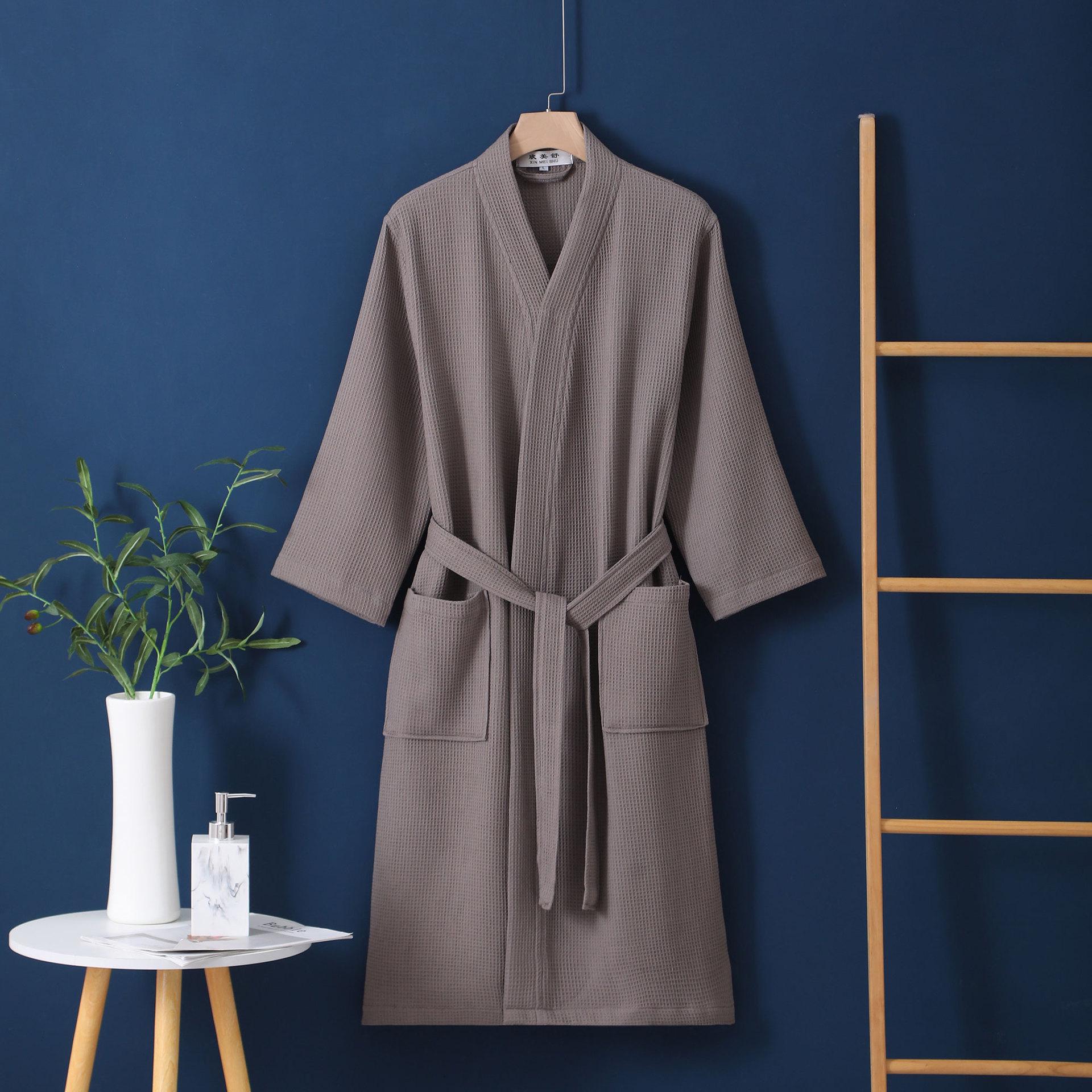 

Новый трансграничный вафельный халат из чистого хлопка – Легкий весенне-летний дизайн для пар в гостевых домах или отелях XL