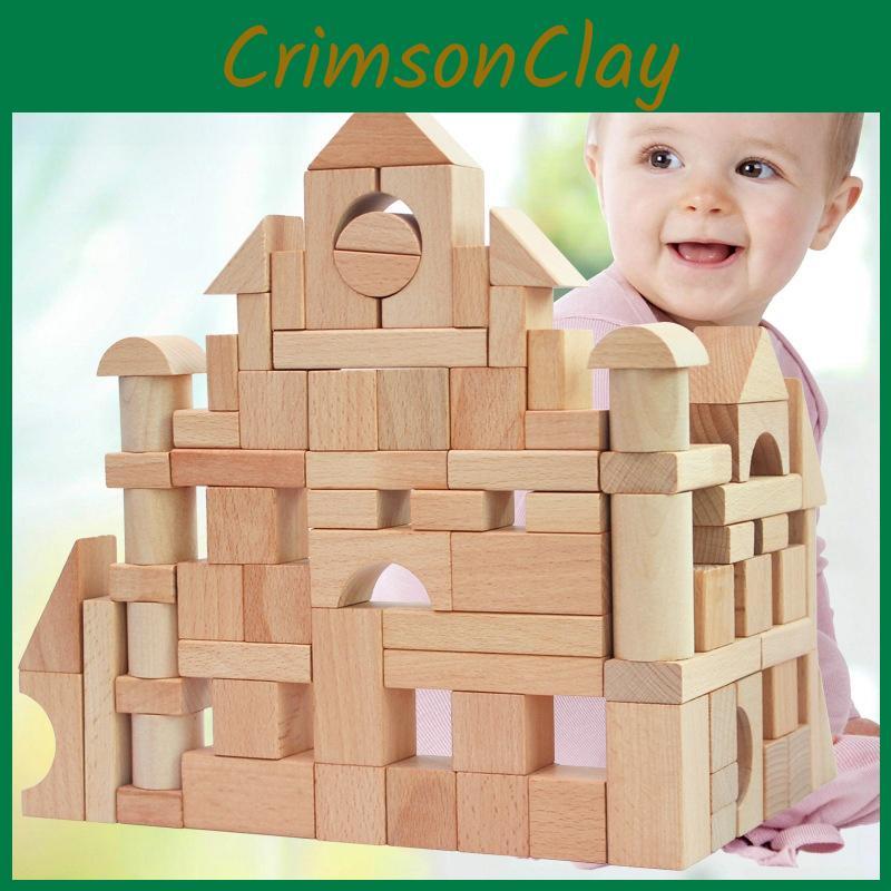 Wooden Construction Toddler Blocks With Natural Finish For Learning Educational