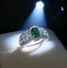Vintage Hollow Jewelry Jewelry Imitation Natural Emerald Ring High Sense Personality Versatile Opening Gemstone Index Finger Ring
