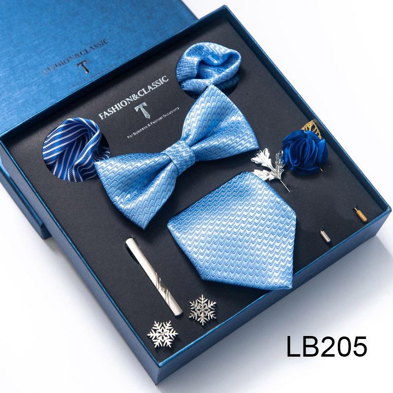 Men's 8-Piece Formal Accessory Set: Bow Tie, Corsage, Brooch, Cufflinks for Weddings.