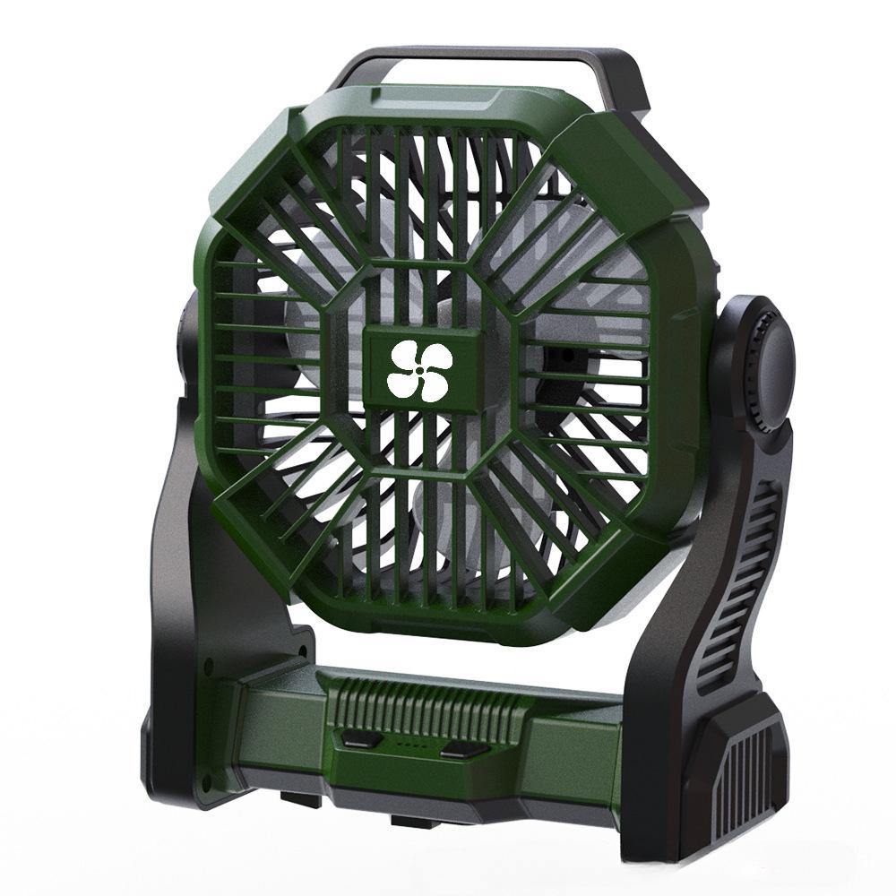 

Charging+lighting+fan 3 in 1 electric camping fan, portable tent fan with LED lantern suitable for barbecue or travel operation fan зелёный