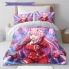 Franxx Pattern Bedding Quilt Set Quilt Cover Pillowcase Home Birthday Gift(1 * duvet cover + 2 * pillowcase, without core)