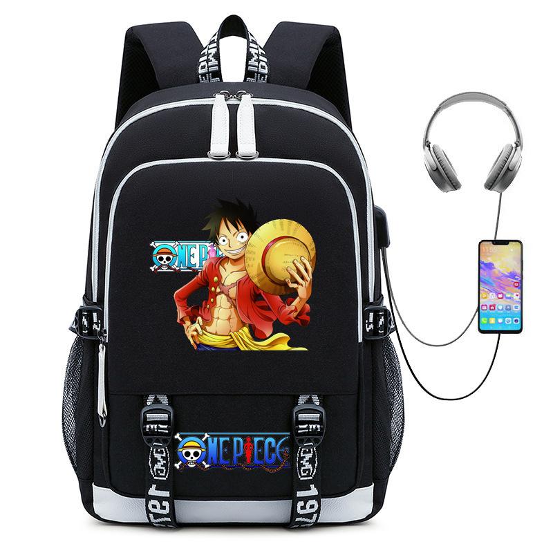 Riman ONE PIECE One Piece Peripheral Backpack, Youth Large-capacity Schoolbag USB Computer Bag