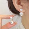 Korean White Imitation Pearls Two Bead Dangle Earrings Sweet Drop Earrings Fashion Women Jewelry Accessories Wholesale