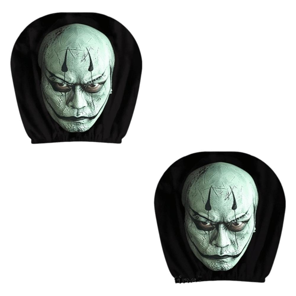2 Stuks Spook Auto Hoofdsteunhoezen 2D Stretch Nekkussenhoes Donkere Stijl Hoofdsteunhoezen Universele Pasvorm