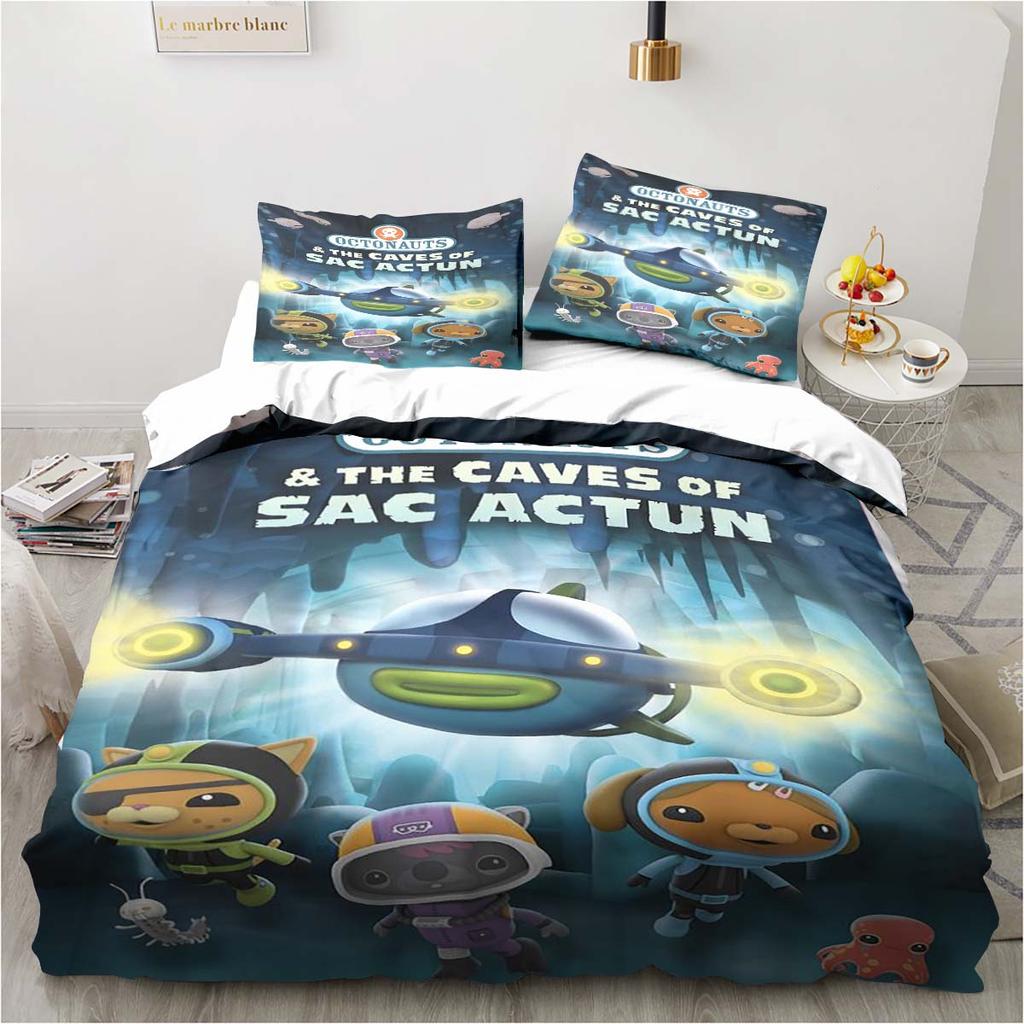 Kreslená povlaková souprava Octonauts Ložnice Postel Třídílná sada Jednolůžko Dvojlůžko Královská velikost Povlak na přikrývku a povlak na polštář Dětský dárek